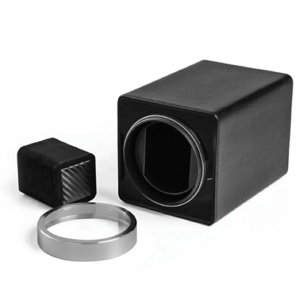 Brand new Rotations Black Faux Leather Velveteen Lined 1-Watch Winder